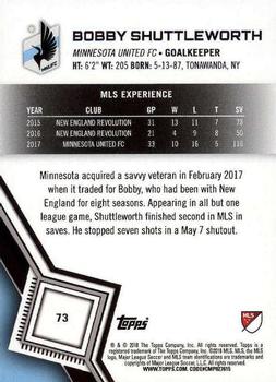2018 Topps MLS #73 Bobby Shuttleworth Back