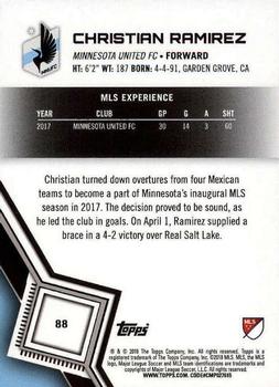 2018 Topps MLS #88 Christian Ramirez Back
