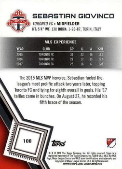 2018 Topps MLS #100 Sebastian Giovinco Back