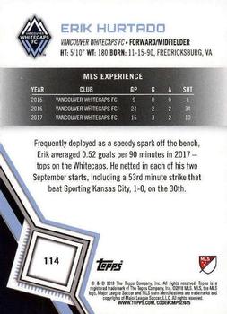 2018 Topps MLS #114 Erik Hurtado Back