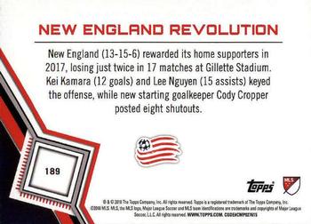 2018 Topps MLS #189 New England Revolution Back