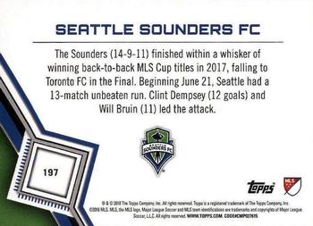 2018 Topps MLS #197 Seattle Sounders FC Back