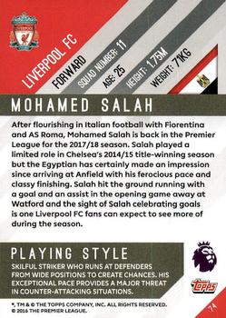 2017-18 Topps Premier Gold #74 Mohamed Salah Back