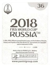 2018 Panini FIFA World Cup: Russia 2018 Stickers (Black/Gray Backs, Made in Italy) #36 Viktor Vasin Back