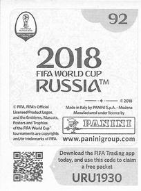 2018 Panini FIFA World Cup: Russia 2018 Stickers (Black/Gray Backs, Made in Italy) #92 Uruguay Back