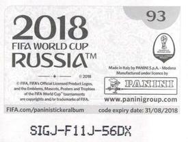 2018 Panini FIFA World Cup: Russia 2018 Stickers (Black/Gray Backs, Made in Italy) #93 Uruguay Back