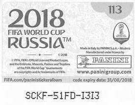 2018 Panini FIFA World Cup: Russia 2018 Stickers (Black/Gray Backs, Made in Italy) #113 Portugal Back