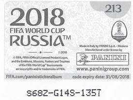 2018 Panini FIFA World Cup: Russia 2018 Stickers (Black/Gray Backs, Made in Italy) #213 Australia Back