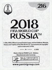 2018 Panini FIFA World Cup: Russia 2018 Stickers (Black/Gray Backs, Made in Italy) #216 Milos Degenek Back
