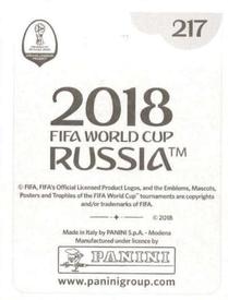 2018 Panini FIFA World Cup: Russia 2018 Stickers (Black/Gray Backs, Made in Italy) #217 Bailey Wright Back