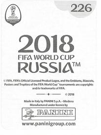 2018 Panini FIFA World Cup: Russia 2018 Stickers (Black/Gray Backs, Made in Italy) #226 Jackson Irvine Back