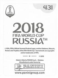 2018 Panini FIFA World Cup: Russia 2018 Stickers (Black/Gray Backs, Made in Italy) #431 Aleksandar Prijovic Back