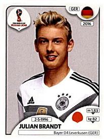 2018 Panini FIFA World Cup: Russia 2018 Stickers (Black/Gray Backs, Made in Italy) #444 Julian Brandt Front