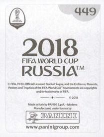 2018 Panini FIFA World Cup: Russia 2018 Stickers (Black/Gray Backs, Made in Italy) #449 Mario Gotze Back