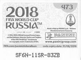 2018 Panini FIFA World Cup: Russia 2018 Stickers (Black/Gray Backs, Made in Italy) #473 Sweden Back