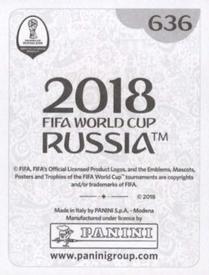 2018 Panini FIFA World Cup: Russia 2018 Stickers (Black/Gray Backs, Made in Italy) #636 Santiago Arias Back