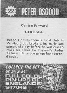 1967-68 A&BC Star Players #22 Peter Osgood Back