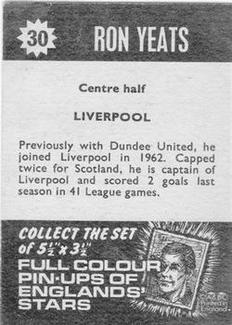 1967-68 A&BC Star Players #30 Ron Yeats Back
