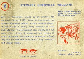 1958-59 A&BC Chewing Gum #6 Stuart Williams Back