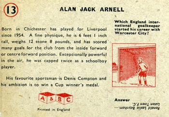 1958-59 A&BC Chewing Gum #13 Alan Arnell Back