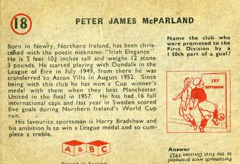 1958-59 A&BC Chewing Gum #18 Peter McParland Back