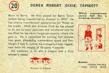 1958-59 A&BC Chewing Gum #20 Derek Tapscott Back