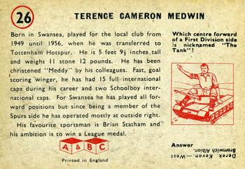 1958-59 A&BC Chewing Gum #26 Terry Medwin Back