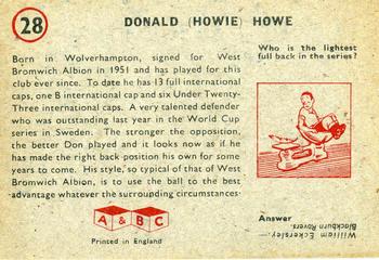 1958-59 A&BC Chewing Gum #28 Don Howe Back
