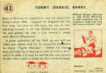 1958-59 A&BC Chewing Gum #43 Tommy Banks Back
