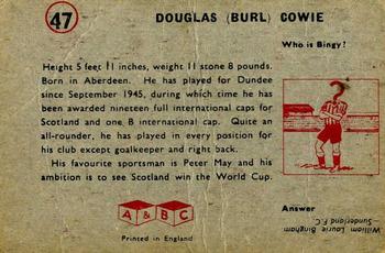 1958-59 A&BC Chewing Gum #47 Doug Cowie Back
