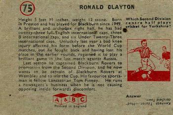 1958-59 A&BC Chewing Gum #75 Ronnie Clayton Back