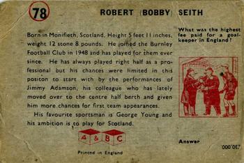 1958-59 A&BC Chewing Gum #78 Robert Seith Back
