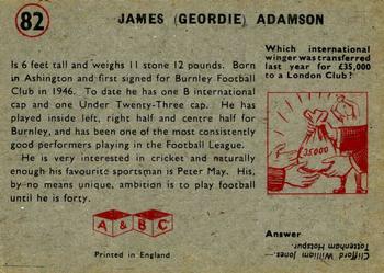 1958-59 A&BC Chewing Gum #82 James Adamson Back