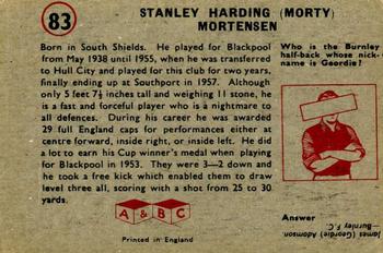1958-59 A&BC Chewing Gum #83 Stanley Mortensen Back