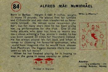 1958-59 A&BC Chewing Gum #84 Alfred McMichael Back