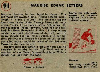 1958-59 A&BC Chewing Gum #91 Maurice Setters Back