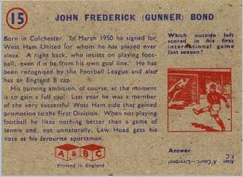 1958-59 A&BC Chewing Gum #15 John Bond Back