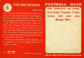 1959-60 A&BC Chewing Gum #6 Peter McParland Back