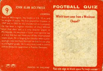 1959-60 A&BC Chewing Gum #9 John Molyneux Back