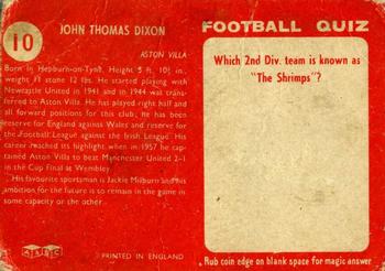 1959-60 A&BC Chewing Gum #10 John Dixon Back