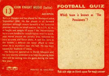 1959-60 A&BC Chewing Gum #13 Jackie Mudie Back