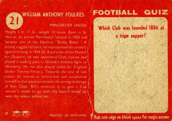 1959-60 A&BC Chewing Gum #21 Bill Foulkes Back