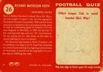 1959-60 A&BC Chewing Gum #26 Dick Keith Back