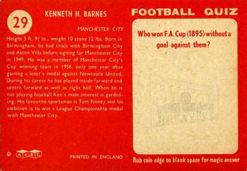 1959-60 A&BC Chewing Gum #29 Ken Barnes Back