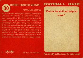 1959-60 A&BC Chewing Gum #30 Terry Medwin Back