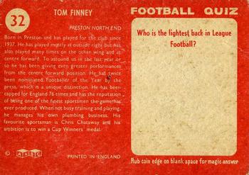 1959-60 A&BC Chewing Gum #32 Tom Finney Back
