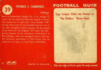 1959-60 A&BC Chewing Gum #39 Tom Cummings Back