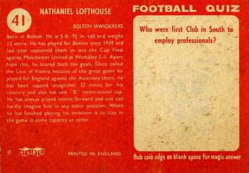 1959-60 A&BC Chewing Gum #41 Nat Lofthouse Back