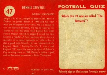 1959-60 A&BC Chewing Gum #47 Dennis Stevens Back