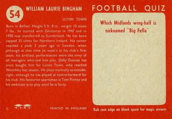1959-60 A&BC Chewing Gum #54 Billy Bingham Back